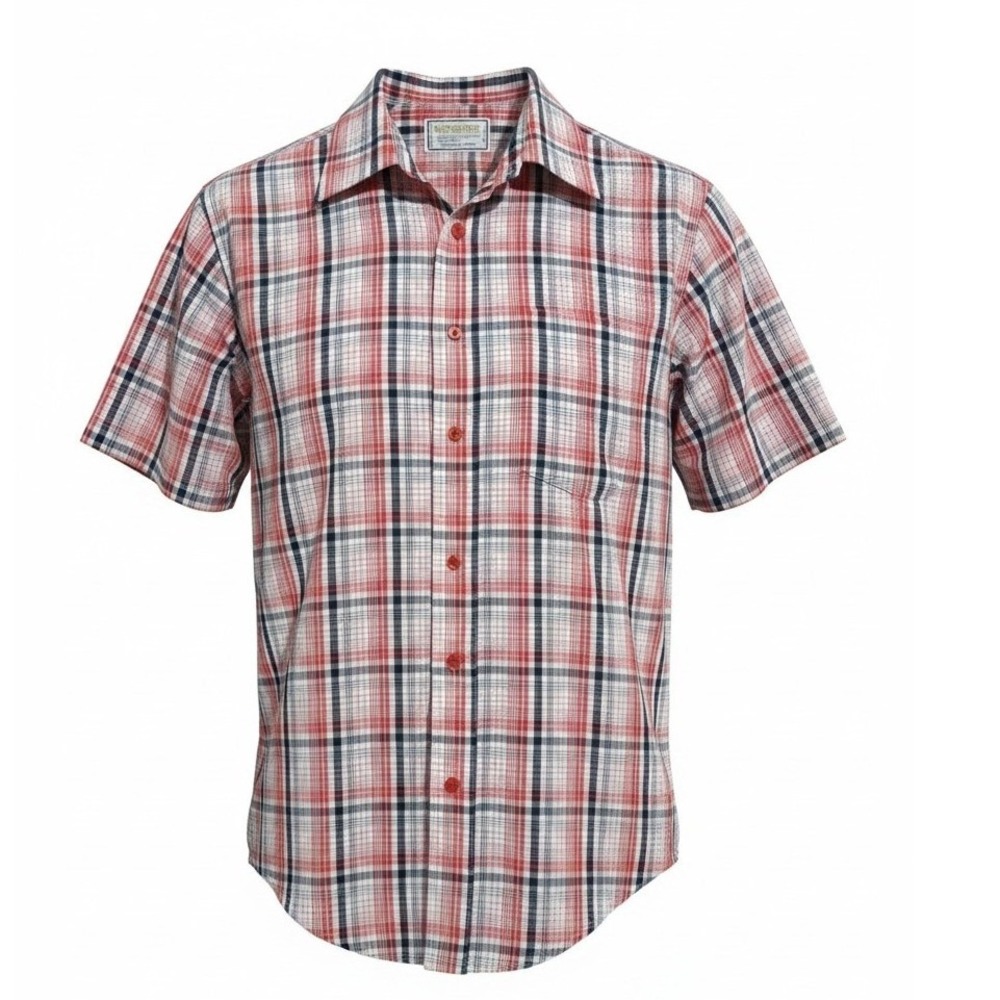 Vintage Supreme Plaid Mens size Large Short Sleeve Button Down Grunge Prep Shirt